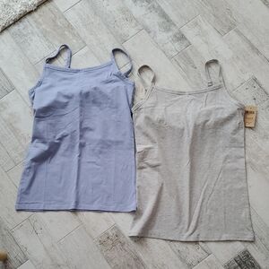 New Duluth Trading Women's Small Lavender and Gray No Yank Tank Tops Shelf Bra